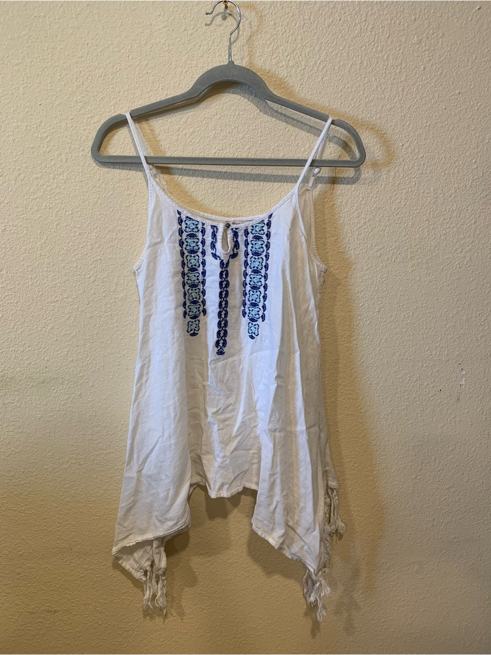 Ariat White Tank Top with Blue Embroidered Front